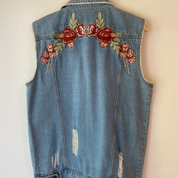 Embroidered Denim Vest - Picture 1 of 2